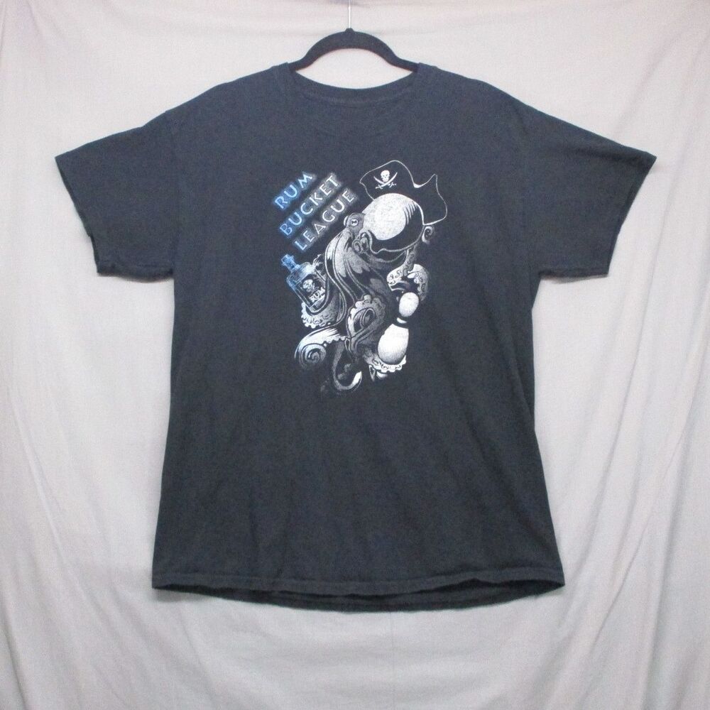 Rum‎ Bucket League Graphic Print T-Shirt Black Men Size L